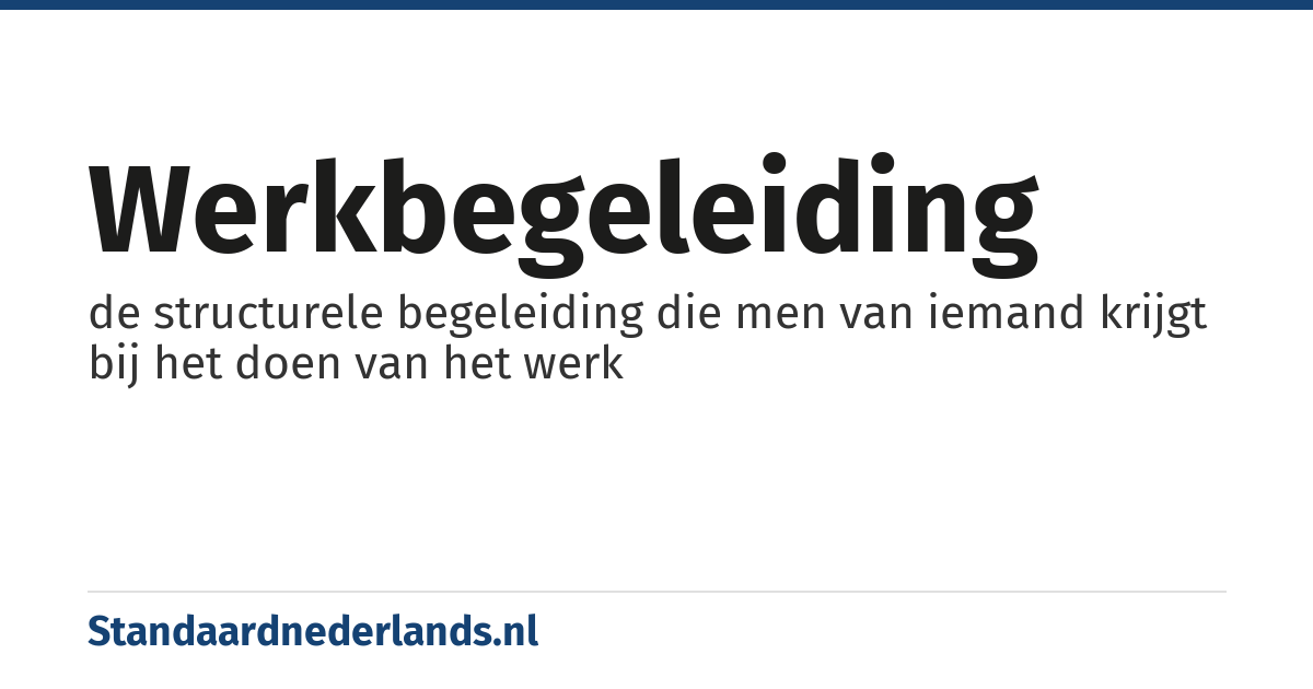 werkbegeleiding: de structurele begeleiding die men van iemand krijgt bij het doen van het werk