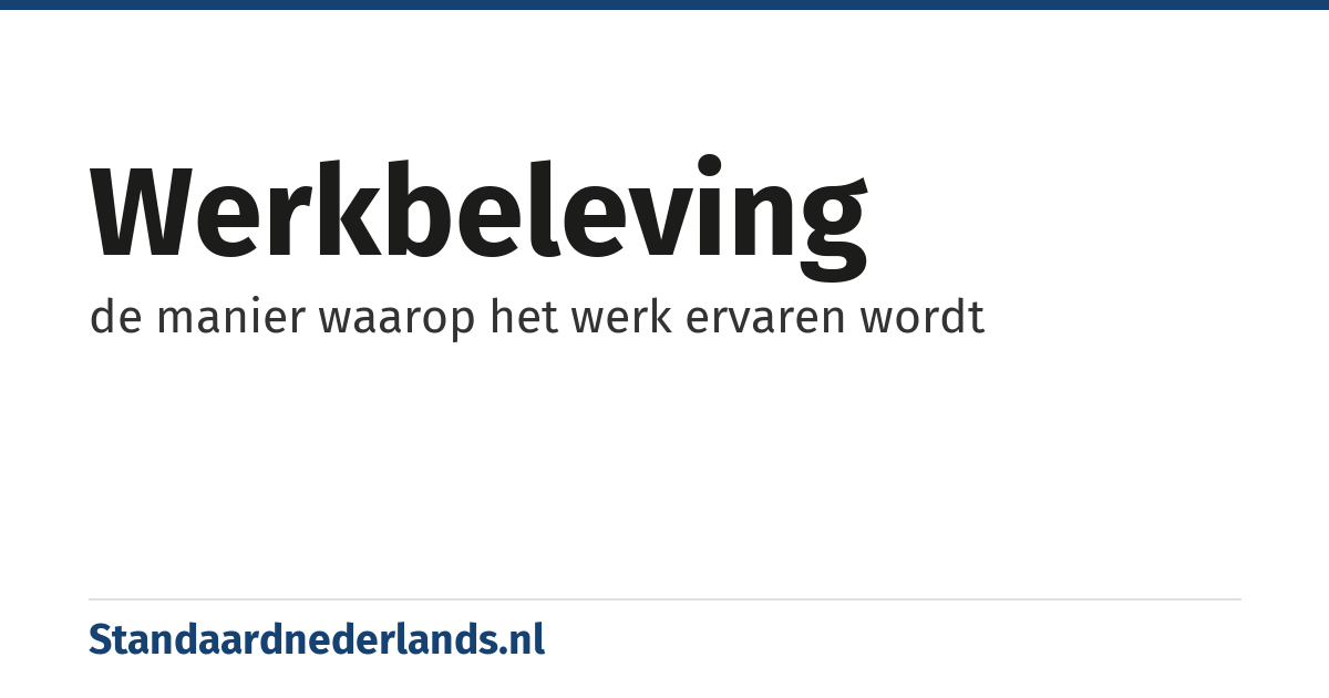 werkbeleving: de manier waarop het werk ervaren wordt