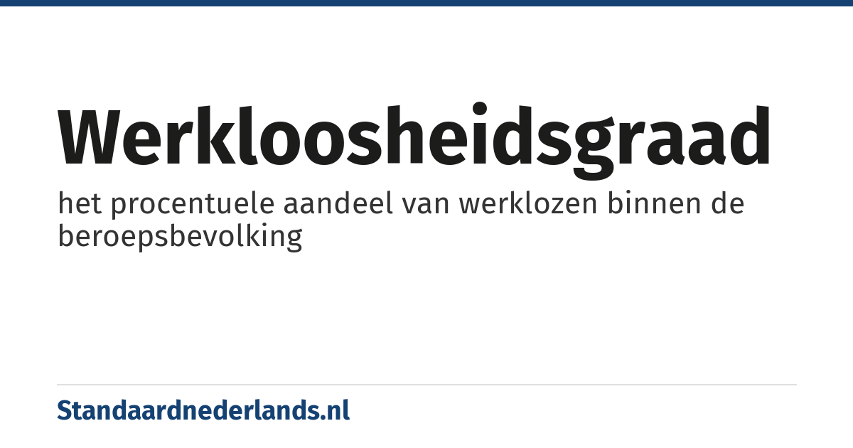 werkloosheidsgraad: het procentuele aandeel van werklozen binnen de beroepsbevolking