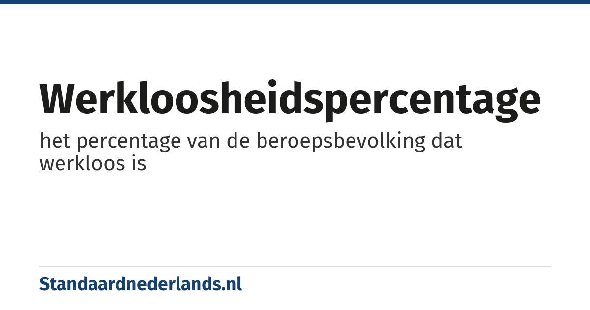 werkloosheidspercentage: het percentage van de beroepsbevolking dat werkloos is