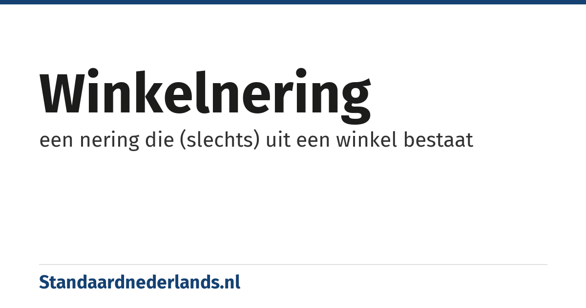 winkelnering: een nering die (slechts) uit een winkel bestaat