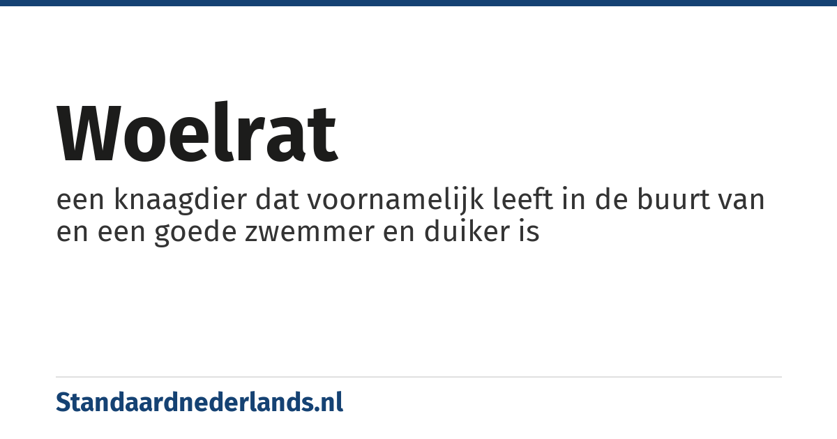 woelrat: een knaagdier dat voornamelijk leeft in de buurt van en een goede zwemmer en duiker is