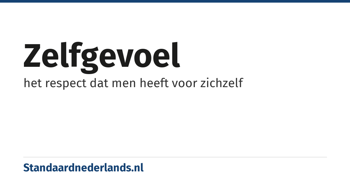 zelfgevoel: het respect dat men heeft voor zichzelf