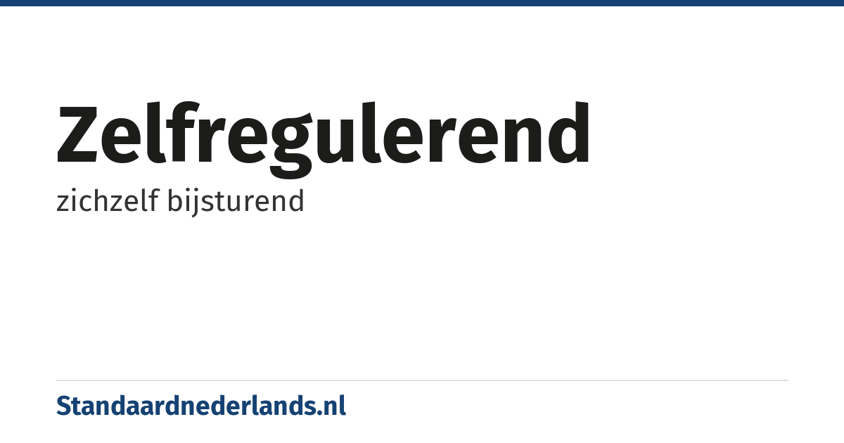 zelfregulerend: zichzelf bijsturend