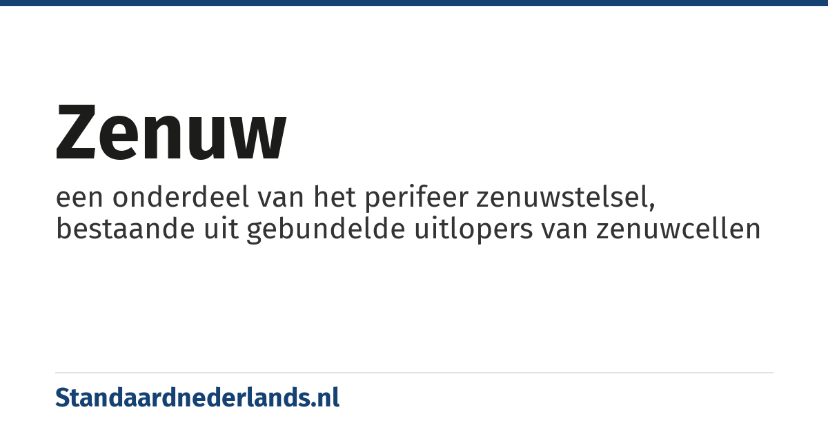 zenuw: een onderdeel van het perifeer zenuwstelsel, bestaande uit gebundelde uitlopers van zenuwcellen
