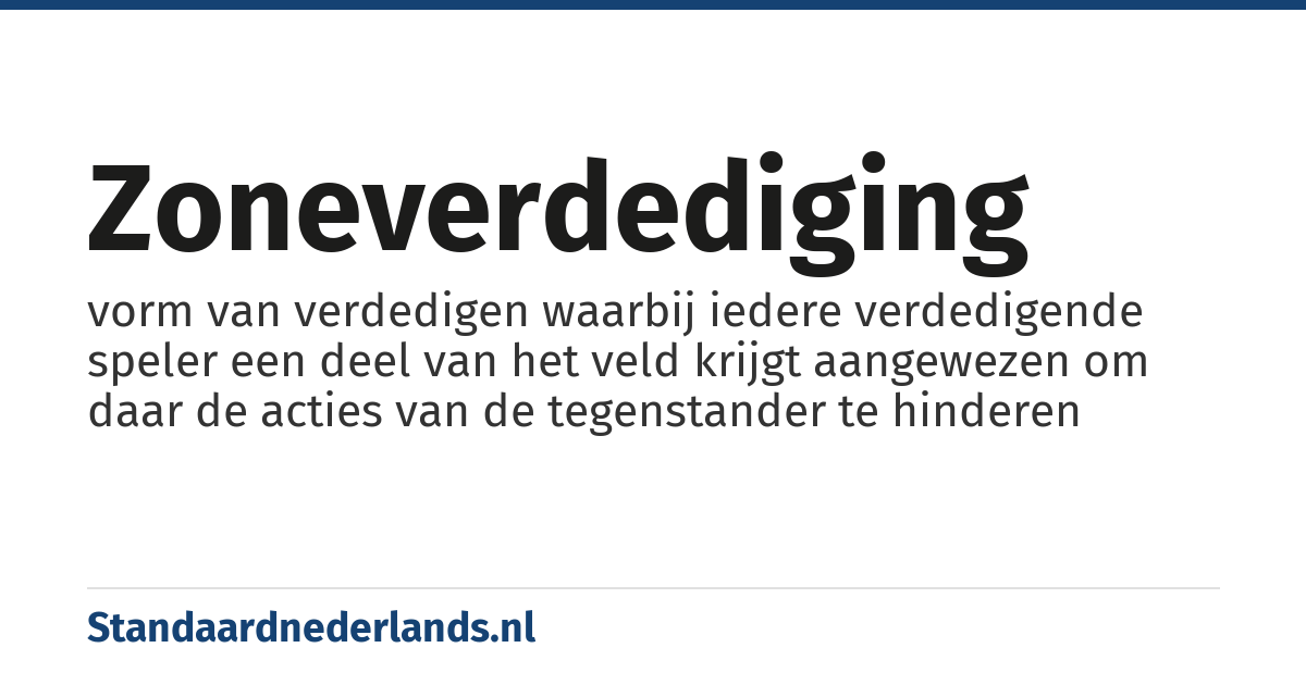 zoneverdediging: vorm van verdedigen waarbij iedere verdedigende speler een deel van het veld krijgt aangewezen om daar de acties van de tegenstander te hinderen