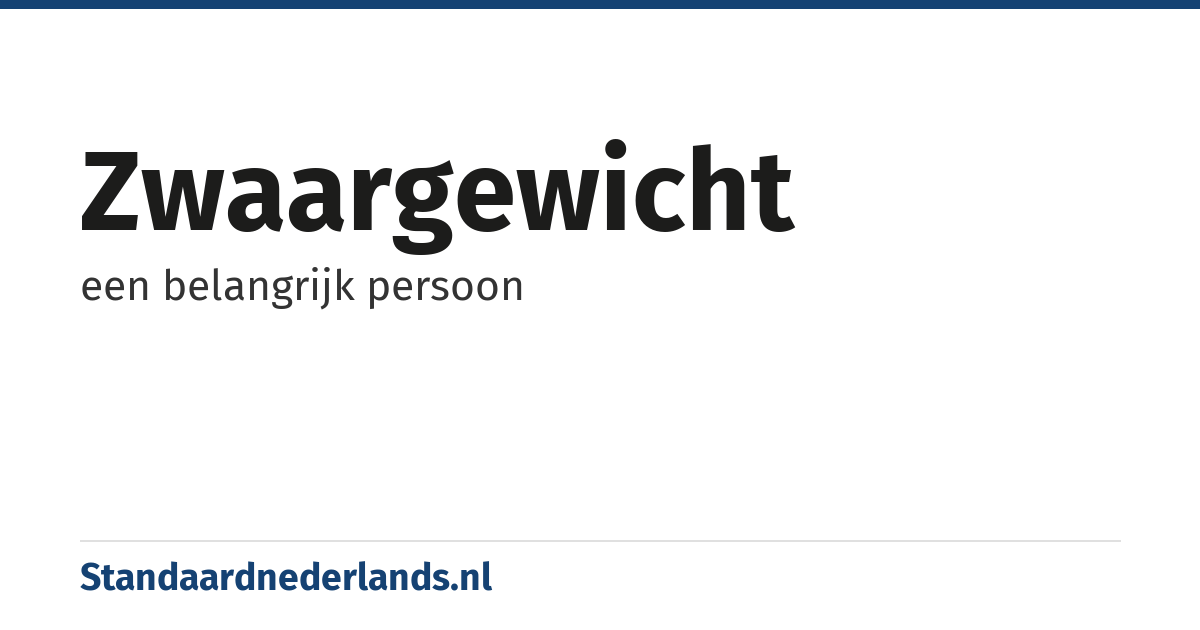 zwaargewicht: een belangrijk persoon